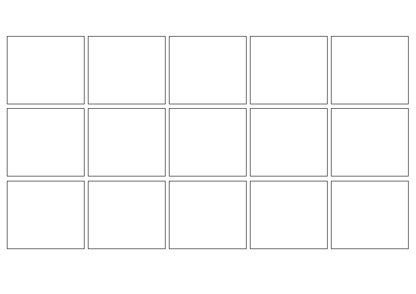 Template image of 15 squares in a storyboard pattern